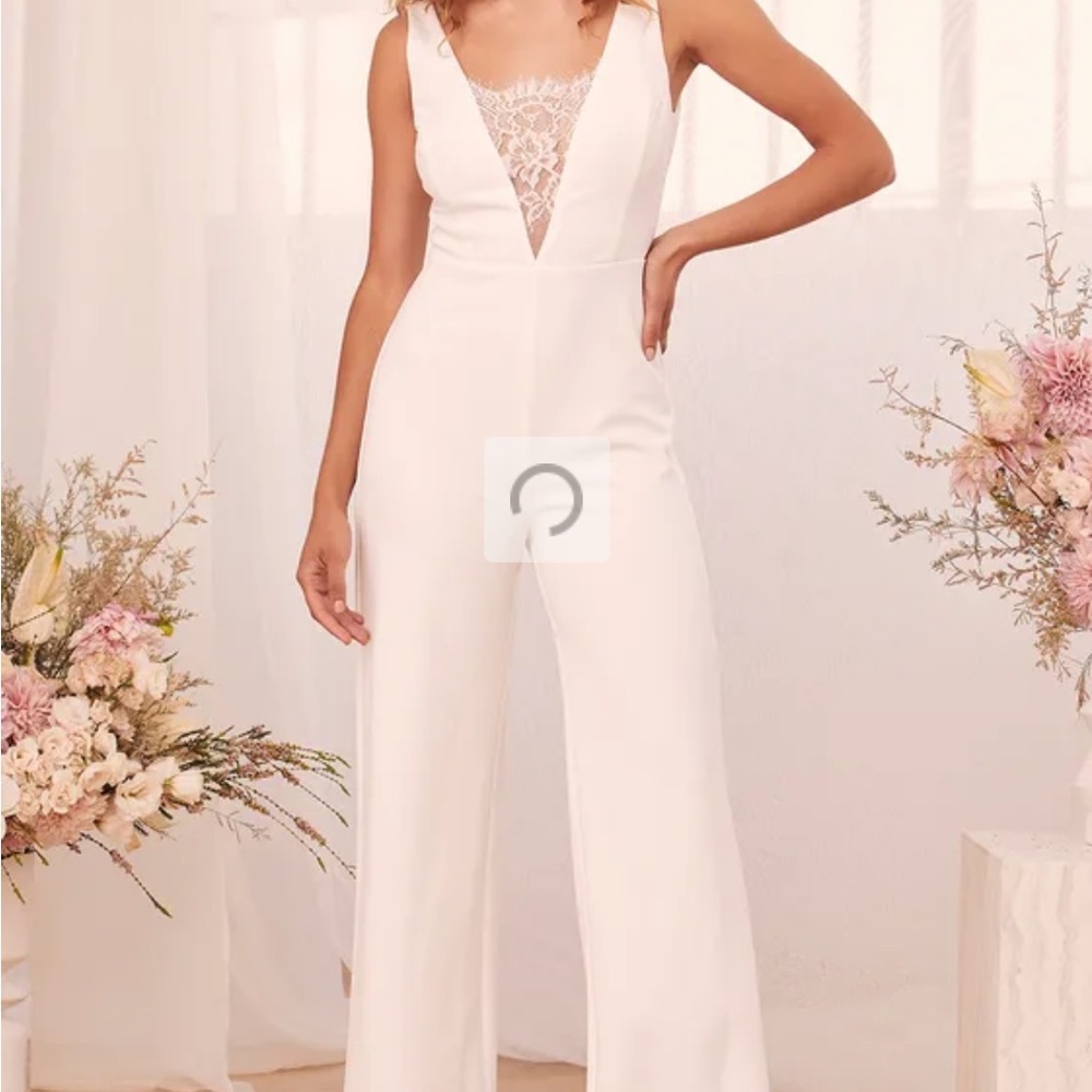Special Day White Lace Sleeveless Straight-Leg Jumpsuit